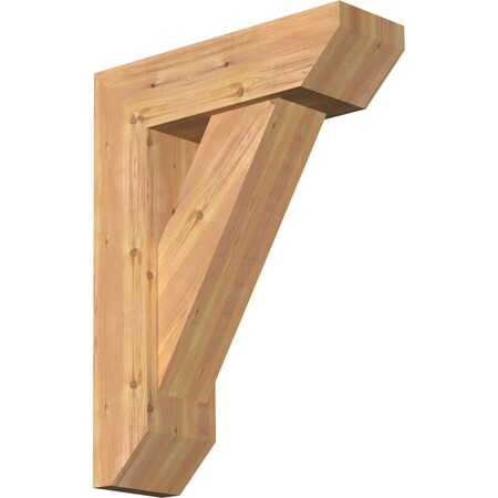 Traditional Slat Smooth Bracket W/ Offset Brace, Western Red Cedar, 7 1/2W X 24D X 32H